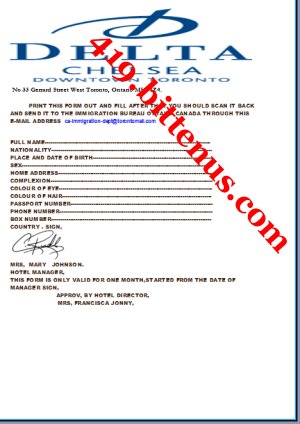 HOTEL APPLICATION FORM FROM DELTA CHELSEA HOTEL